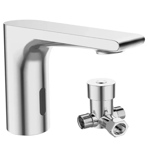 Aquadesign Sensor basin tap with water mixing valve battery operated or mains powered chrome 1208958163