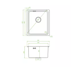 Aquadesign R25 steel top-mounted, undermount and flush-mounted sink gun metal  34x40cm 1208958205