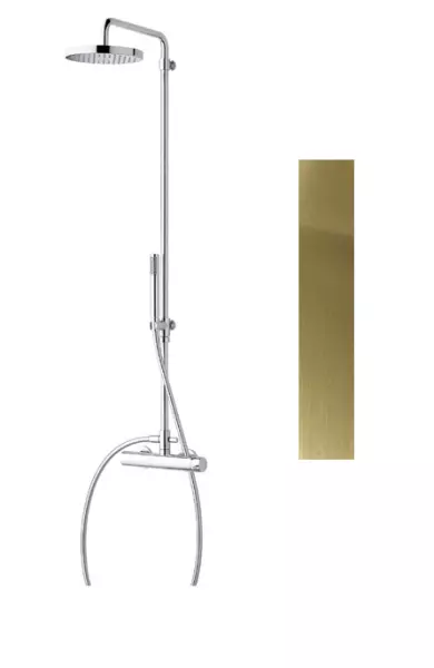 Waterevolution Flow shower combination with thermostat and rain shower PVD White Gold T141TWGE