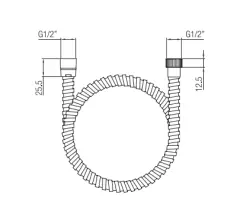 PB Unix metal shower hose 150 cm brass natural with 1 conical connection 1/2 1208958327