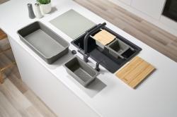 Franke universal accessories in set of 5, cutting board, insert tray, draining mat and storage tray 112.0655.489