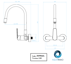 Aquatrimo Chopin wall-mounted faucet with high flexible spout matte black 21CP8462SW