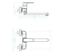 Aquatrimo Chopin single-handle kitchen wall faucet matte black with 297mm spout 21CP8469SW