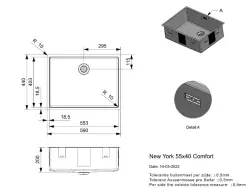 Reginox New York Slimline stainless steel sink 55x40cm, undermount, flush-mounted and inset R36075