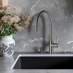 Lorreine Royal Aire gun metal kitchen tap with pull-out spout AIRE-GUNMETAL