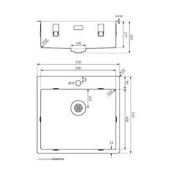 Lorreine SP series stainless steel sink 55x51 cm with tap hole bench 50SPTH 