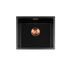 Lorreine BQ series sink 44x41cm undermount black with copper plug 40BQ37-FU-COPPER