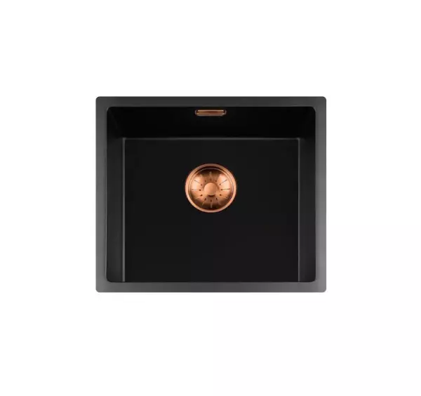 Lorreine BQ series sink 44x41cm undermount black with copper plug 40BQ37-FU-COPPER