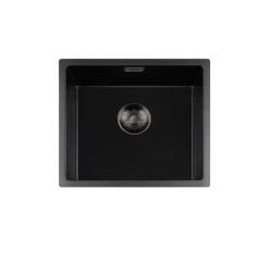 Lorreine BQ series sink 44x41cm undermount black with gun metal plug 40BQ37-FU-GUNMETAL