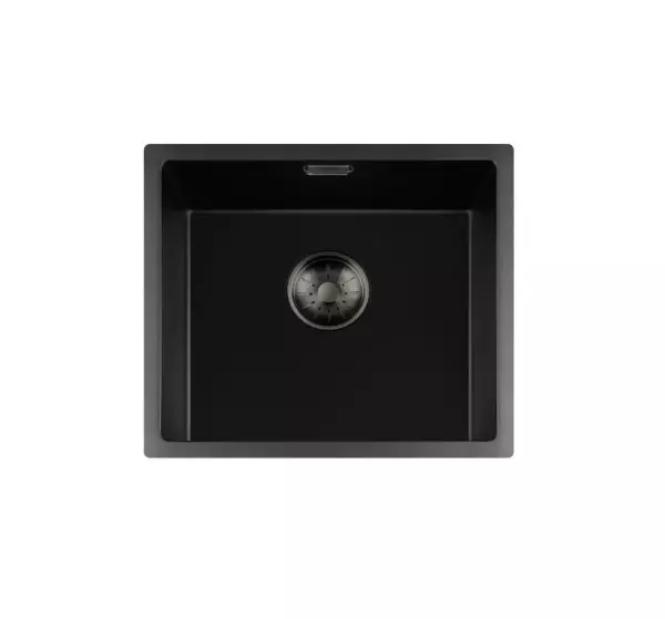 Lorreine BQ series sink 44x41cm undermount black with gun metal plug 40BQ37-FU-GUNMETAL