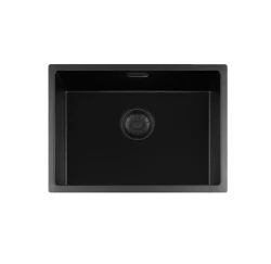 Lorreine BQ series sink 54x41cm undermount and flush mount black with black plug 50BQ37-FU