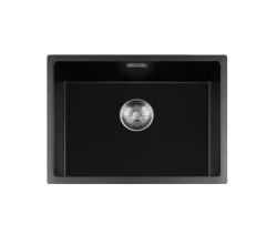 Lorreine BQ series sink 54x41cm undermount and flush mount black with stainless steel plug 50BQ37-FU-INOX