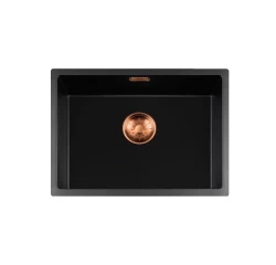 Lorreine BQ series sink 54x41cm undermount and flush mount black with copper plug 50BQ37-FU-COPPER