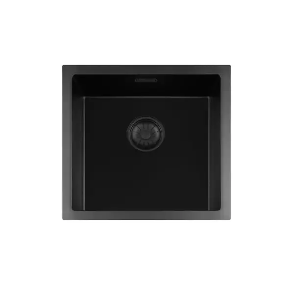 Lorreine BQ series sink 45x45cm top-mount black with black plug 40BQ-T