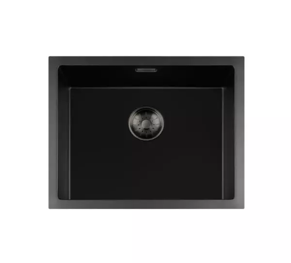 Lorreine BQ series sink 55x45cm top-mount black with gun metal plug 50BQ-T-GUNMETAL