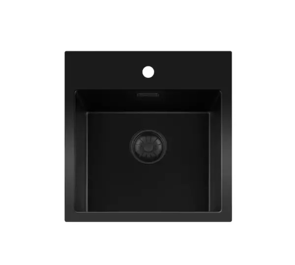 Lorreine BQ series sink 46x52cm top-mount black with black plug 40BQ37TH-T