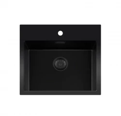 Lorreine BQ series sink 56x52cm top-mount black with black plug 50BQ37TH-T