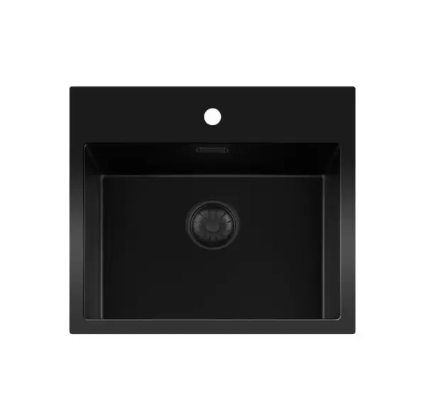 Lorreine BQ series sink 56x52cm top-mount black with black plug 50BQ37TH-T