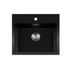 Lorreine BQ series sink 56x52cm top-mount black with stainless steel plug 50BQ37TH-T-INOX