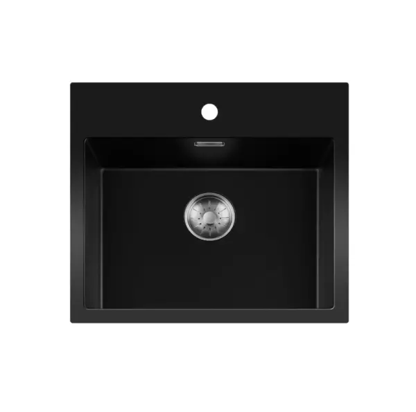 Lorreine BQ series sink 56x52cm top-mount black with stainless steel plug 50BQ37TH-T-INOX