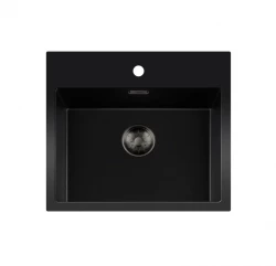 Lorreine BQ series sink 56x52cm top-mount black with gun metal plug 50BQ37TH-T-GUNMETAL