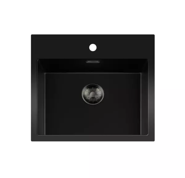 Lorreine BQ series sink 56x52cm top-mount black with gun metal plug 50BQ37TH-T-GUNMETAL