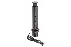 Desktop mortise extension cable 60mm, 3x UK socket, 2xUSB 2,1A 5V (black) ENGLISH VERSION 1208958628