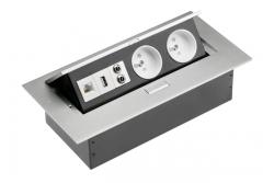 Desktop extension cable2x socket with uziem,USB socket,audio(banana),socketRJ45 (Ethernet),without cable,alu 1208958664