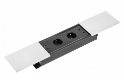 PRESTINO recessed desktop extension cable, 2x french socket, USB A+C, RJ45, HDMI, cable 1.5m, silver 1208958675