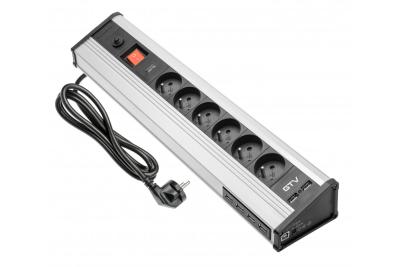 MULTI desktop extension cable with surge protection, 6x socket with grounding, 4x USB 1208958684