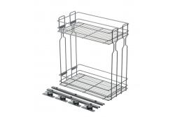 Side cargo basket, tandem type slide mounting, 2 shelves, cabinet 300 mm, without guides, anthracite 1208962420