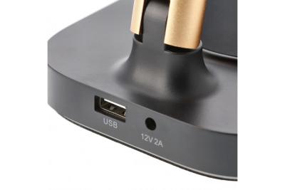 Decor Desktop lamp Bressi 8W 450lm AC220-240V 3-CCT Wireless Charging USB PF>0 5 RA>80 Black / Gold 1208962479
