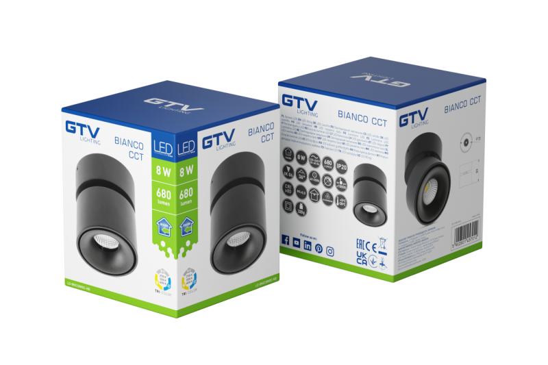 Decor LED luminaire bianco cct 8W 680lm AC220-240V 50/60 Hz Ra≥80 IP20 36° 2700/3300/4000K round black 1208962678