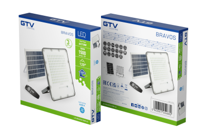 Solar LED floodlight BRAVOS, 150W, 1500lm, 6400K, IP65, 120°, solar panel, remote control, 3y 1208962682