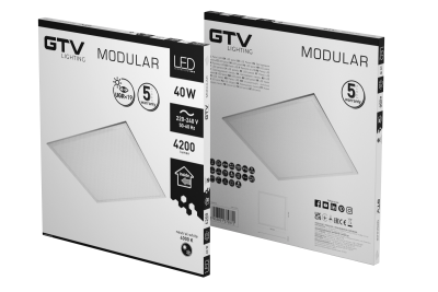 LED luminaire MODULAR, backplate, 60x60cm, 4000K, 40W, 4200lm, AC220-240V, PF>0,9, IP54, 5y, UGR<19 1208963000