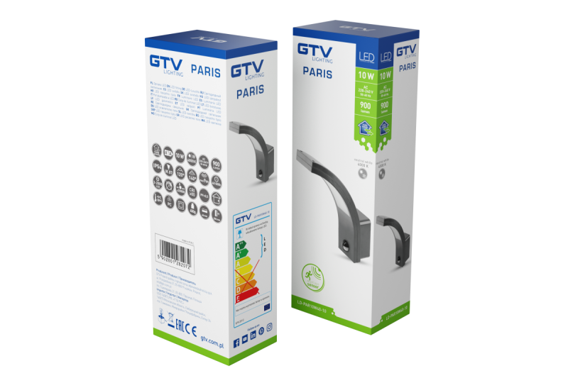 Decor Fixture PARIS LED with motion sensor 10W 900lm IP54 AC220-240V 50/60Hz 140° 9m 4000K black 1208963096