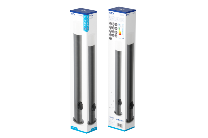 Decor CORTA-P 80 garden lamp E27 MAX.25W IP44 AC220-240V 50-60Hz socket max. 3000W bollard graphite 1208963864