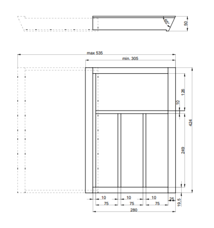 Decor Cutle Cutlery Trays Adjustable Insert for 400-600mm Cabinets Color Beech 1208966289