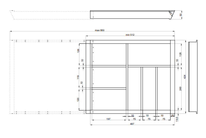 Decor Cutlery Tray Kitchen Adjustable Insert for 600-1000mm Cabinets 1208966291