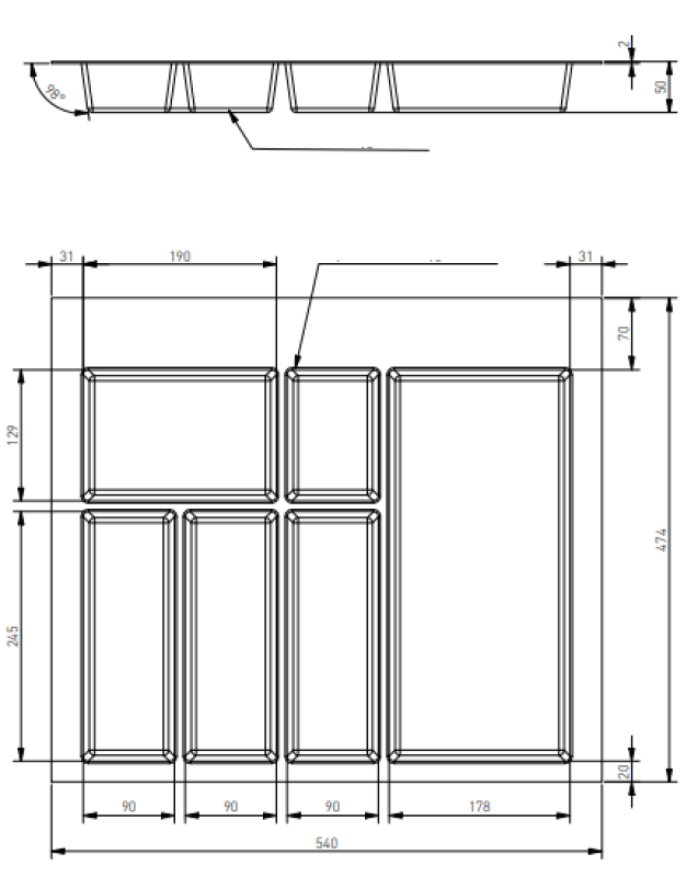 Decor Cutlery Tray Insert for Kitchen Drawer 600 White 1208966377