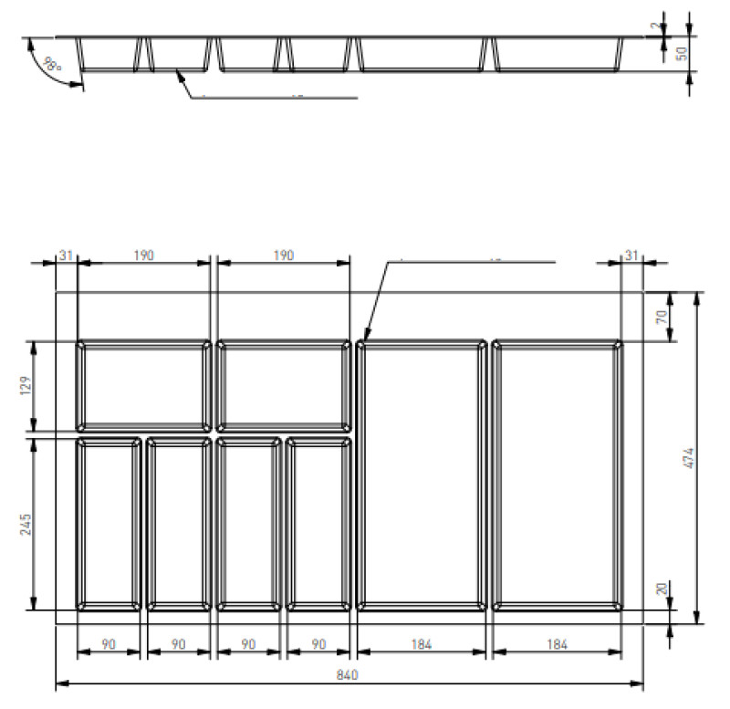 Decor Cutle Cutlery Trays Insert for Kitchen Drawer 900 Anthracite 1208966382