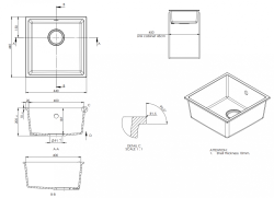 GraniteMy Universal granite white sink 40x40 cm white top-mounted undermount and flush-mount with stainless steel plug 1208966879