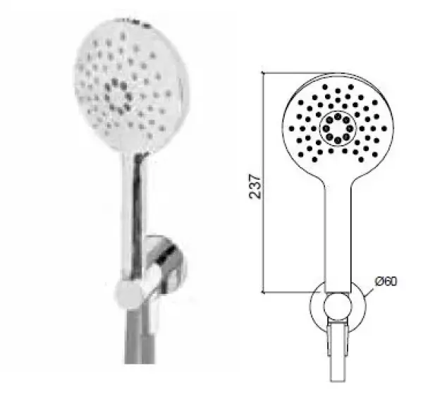 Waterevolution Flow round hand shower set complete with wall connection chrome - 3 settings - T1621R01