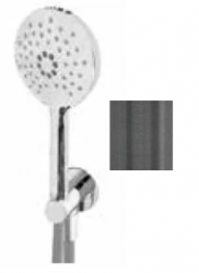 Waterevolution Flow round hand shower set complete with wall connection gun metal T1621RGME