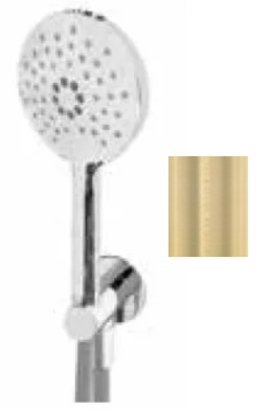 Waterevolution Flow round hand shower set complete with wall connection light gold T1621RWGE