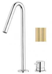 Waterevolution Flow 2-hole basin tap light gold with high V 120mm spout T1122VWGE