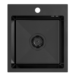 Quadri Dixton 40 black stainless steel sink with nano PVD 400x450 mm with tap hole surface-mounted 1208967080