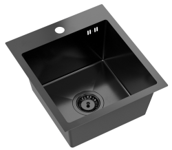 Quadri Dixton 40 black stainless steel sink with nano PVD 400x450 mm with tap hole surface-mounted 1208967080