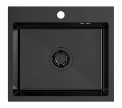 Quadri Dixton 50 black Nano PVD stainless steel sink 500x450 mm with tap hole top-mount 1208967082