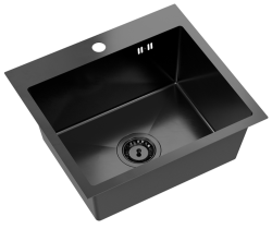 Quadri Dixton 50 black Nano PVD stainless steel sink 500x450 mm with tap hole top-mount 1208967082